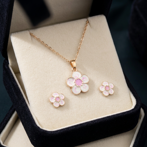 Niedliches Vergoldetes Legierungs-Diamant-Modeschmuckset für Kinder - Partygeschenk Blumen-Halskette & Ohrstecker - Product Image 3