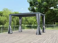 Pergola à lames orientables en aluminium thermolaqué, toit rigide imperméable, abri solaire pour jardin