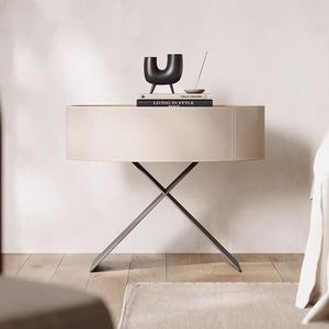 Ý tối giản yên da đêm đứng hình bầu dục lưu trữ đầu giường đồ nội thất phòng ngủ sáng tạo thép không gỉ Bàn Cạnh Giường ngủ - Product Image 2