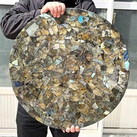 Sous-verre rond en Labradorite naturelle Spécimen minéral en cristal Autre produit d'artisanat en cristal
