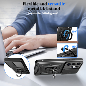 Funda de Privacidad para <span class=keywords><strong>Samsung</strong></span> S26 Ultra S25 Edge S24 Plus S23 FE con Cubierta Deslizante para Cámara, Protección Antigolpes de Grado Militar y Anillo Soporte - Product Image 6