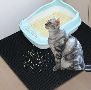 Schwarz Grau Doppels chichtige EVA-Katzenstreu matte Rutsch feste, spritzwasser geschützte Anti-Fouling-Haustier boden matte - Product Image 4