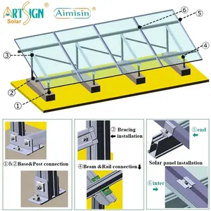 Montage de système de panneau solaire haut de gamme en aluminium solaire montage au sol toit plat montage solaire système de structure photovoltaïque