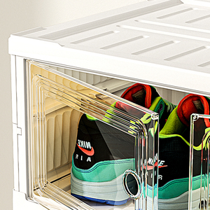 Étagère à chaussures pliable et empilable, montage facile, armoire à chaussures en PET+PE avec <span class=keywords><strong>porte</strong></span> transparente, <span class=keywords><strong>organisateur</strong></span> <span class=keywords><strong>de</strong></span> rangement pour chaussures en métal - Product Image 3