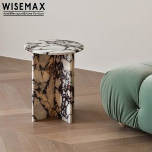 WISEMAX MUEBLES Muebles de mármol natural de lujo Sofás para sala de estar Mesa auxiliar redonda Mesa de mármol Calacatta Viola - Product Image 5