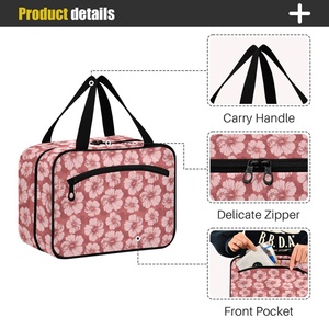 Portable Hawaii Hibiscus Flower Toiletry Bag <b>Makeup</b> <b>Storage</b> Foldable Dopp Kit Hanging Toiletry Bag Cosmetic Bag with Hook - Product Image 5