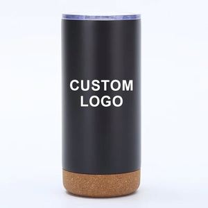 Mug de voyage isotherme personnalisé en acier inoxydable à double paroi de 16 oz avec fond en liège, cadeaux d'affaires, logo couleur personnalisé, 12-24h - Product Image 1