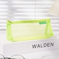 Sac de rangement en peluche transparent personnalisé, pochette souple, garçon fille, triangle, maille, trousse à crayons, boîte d'examen pour l'école