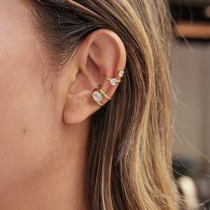 Trendy High Quality PVD 18K Gold Plated Zirconia Pave Band Cuff Earrings Stainless Steel Earrings Wholesale <strong>Jewelry</strong> - Product Image 1