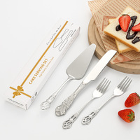Ensemble de couverts en métal épaissi de style rétro Cour Impériale, comprenant couteau à gâteau, spatule et fourchette, pour fromage et pizza