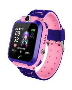 Q12 jam tangan pintar anak pelacak GPS LBS jam tangan telepon jam tangan pintar anak warna plastik elektronik kartu Sim BT Android anak untuk anak-anak