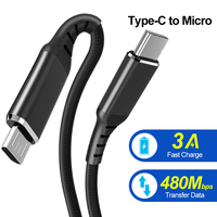 Carga y transferencia de datos de alta velocidad USB C a Micro tipo C a Micro USB 3A para teléfonos inteligentes, tabletas y computadoras portátiles