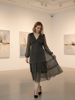 Robe Décontractée Bettergirl 2025, Mode Vintage Française, Col en V Sexy, Manches Corne à Perles Lourdes, Taille Empire