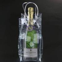 Sacs de vin de glace Pochette transparente Seau à glace Bouteille de vin Sac fourre-tout transparent avec poignée de transport Boisson