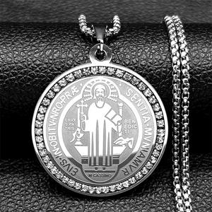 Collar con Medallón Religioso Católico de San Benito, Chapado en Oro de 18K, de Acero Inoxidable, para Hombre - Product Image 6