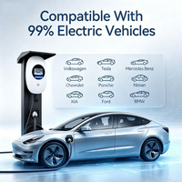 7KW - 22KW Pengisi Daya EV Terpasang di Dinding Kontrol Aplikasi Pintar Pengisi Daya Mobil AC Wallbox OCPP 1.6 Tipe 1 Tipe 2 IP66 Tahan Air