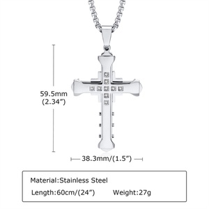 Fine Stainless Steel <b>Men</b> Pendant Jewelry <b>Necklace</b> Cz Zircon Cross Charm <b>Necklace</b> - Product Image 4