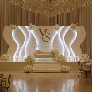 ZKAI Modular Wedding <strong>Backdrop</strong> <strong>Stand</strong> <strong>with</strong> S-Shape LED Lights, PVC Board &amp; Acrylic Panel for Custom Event Decoration - Product Image 1