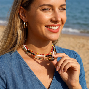 قلادات خرز العقيق الطبيعي متعددة الألوان بتصميم هندسي عتيق وعصري من بينغشين للمجوهرات، هدية للنساء مطلية بالذهب عيار 18 قيراط - Product Image 2