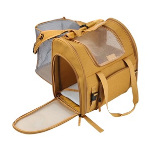 Large Capacity Expandable Pet <b>Backpack</b> Brown And Gray 7 Inch For <b>Cats</b> Outings Foldable With Mesh Ventilation - Product Image 4