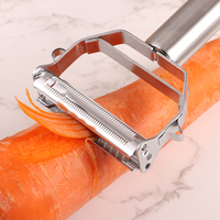 Roestvrijstalen Julienne-schiller Groente- en aardappelontkoker met dubbele mesjes, draaibare ogenverwijderaar, hanglus, ergonomisch ontwerp