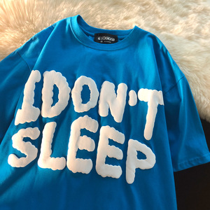 DUOLLB Streetwear Hip Hop Short Sleeves Oversized Heavy Cotton <strong>3D</strong> Print Puff Print <strong>t</strong> <strong>Shirt</strong> for Men - Product Image 4