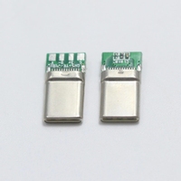 Cable de carga rápida 5A 30V, enchufe de soldadura macho, conector conectado a placa PCB, carcasas de metal, USB 3,1, tipo C, USB C, tipo C