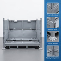 Caisse de manutention pliable OEM Q235 en métal pour entrepôt, type cage de stockage, palette pliable et empilable