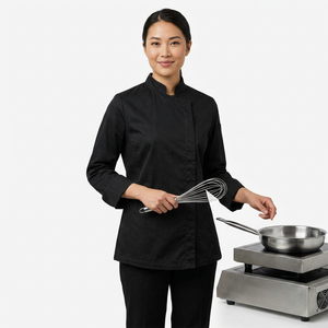 Uniforme de restaurant Polo en coton à manches longues unisexe pour le personnel d'hôtel et de bar, vêtements de travail respirants, vente en gros - Product Image 1