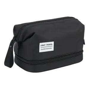 Custom Folding Toiletry Case Portable Double Layered Men Wash Toiletry Bag Travel Cosmetic Bags