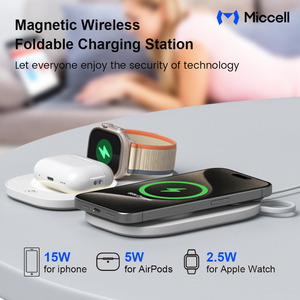 Chargeur sans fil pliable <span class=keywords><strong>3</strong></span> en 1 Miccell avec lumière nocturne magnétique 15W, station de charge magnétique pour iPhone, Apple Watch, voyage - Product Image 5