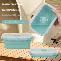 Boîte isotherme de camping d'extérieur très populaire, en silicone alimentaire, rectangulaire, pliable, pour le déjeuner, boîte de conservation hermétique