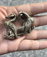 Figurines de canard rétro en cuivre, petites statues d'animaux, ornements, décorations de bureau en laiton antique, animaux de compagnie pour le thé, vente en gros