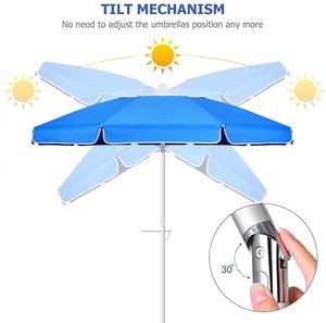Ngoài Trời Bền 7ft 8ft Lớn Uv50 + Bảo Vệ Đẩy Nút Nghiêng Oxford Vải Nhôm 2-Trong-1 Mặt Trời Bãi Biển Ô Với Cát Neo - Product Image 3