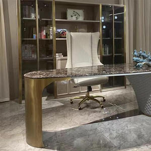 Chất lượng cao điều hành văn phòng bàn Ghế kết hợp chơi game bằng văn bản một mảnh kim loại hiện đại nghiên cứu đồ nội thất sang trọng bàn văn phòng - Product Image 6