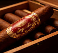 Bandes de cigares personnalisées de luxe, résistantes à l'huile, en papier durable, autocollantes avec logo en feuille d'or gaufrée, forme ovale
