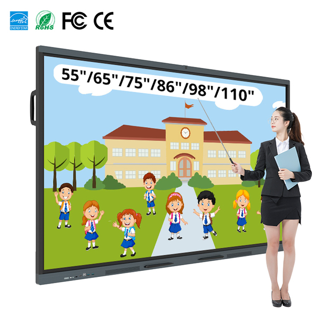 4K Android/Window OPS Lcd Led Interactive Board 55 65 75 86 100 110 Inch Large Interactive Flat Panel With Speakers