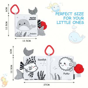 Livre en tissu froissé avec hochet et jouets sensoriels à toucher et à sentir, anneau de dentition doux pour bébés - Product Image 2