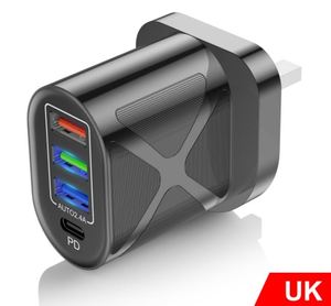 Chargeur de bureau à 4 ports avec charge rapide QC3.0 et sortie PD 3A, charge sécurisée pour téléphones mobiles - Product Image 1