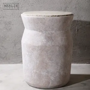 Merlin Living Wabi-Sabi Pastoral Stone Stool Marble Seat Ceramic Decoration Floor-standing Other Home Decoration Accessories