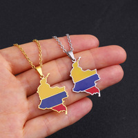 Offre Spéciale personnalisé en acier inoxydable bijoux goutte d'huile colombie Nation carte drapeau hommes pendentif breloque Couples collier pour femmes