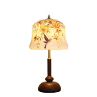 Lampe de table en bois massif de style médiéval, élégante et de style chinois, avec abat-jour en verre à intensité variable, pour salons et hôtels, modèle 2026