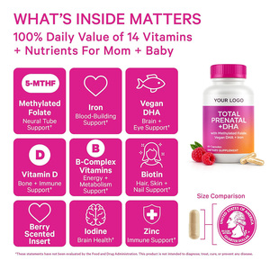 Hot Selling Gluten-Free Prenatal <strong>Capsules</strong> with Iron &amp; Algae DHA 60 Count - Product Image 3