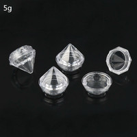 Pot à crème en forme de diamant bleu 5g, récipient pour crème pour les yeux, pot à poudre scintillante conique