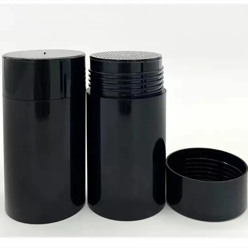 100g 3.3oz siyah plastik toz şişe talk tozu şişeleri elek biber tozu şişeleri
