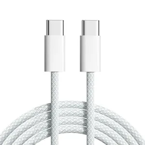 Cable de carga tejido de nailon UCB C de 60W, cable de carga rápida tipo C a tipo C de 1M para iPhone 15 Pro Max Plus