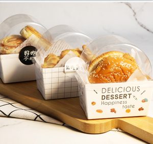 Boîte d'emballage personnalisée <span class=keywords><strong>en</strong></span> papier imprimé pour cupcakes, pain, sandwichs, hamburgers, toasts, gaufrettes, beignets, <span class=keywords><strong>biscuits</strong></span>, boîte à emporter pour boulangerie avec couvercle - Product Image 2