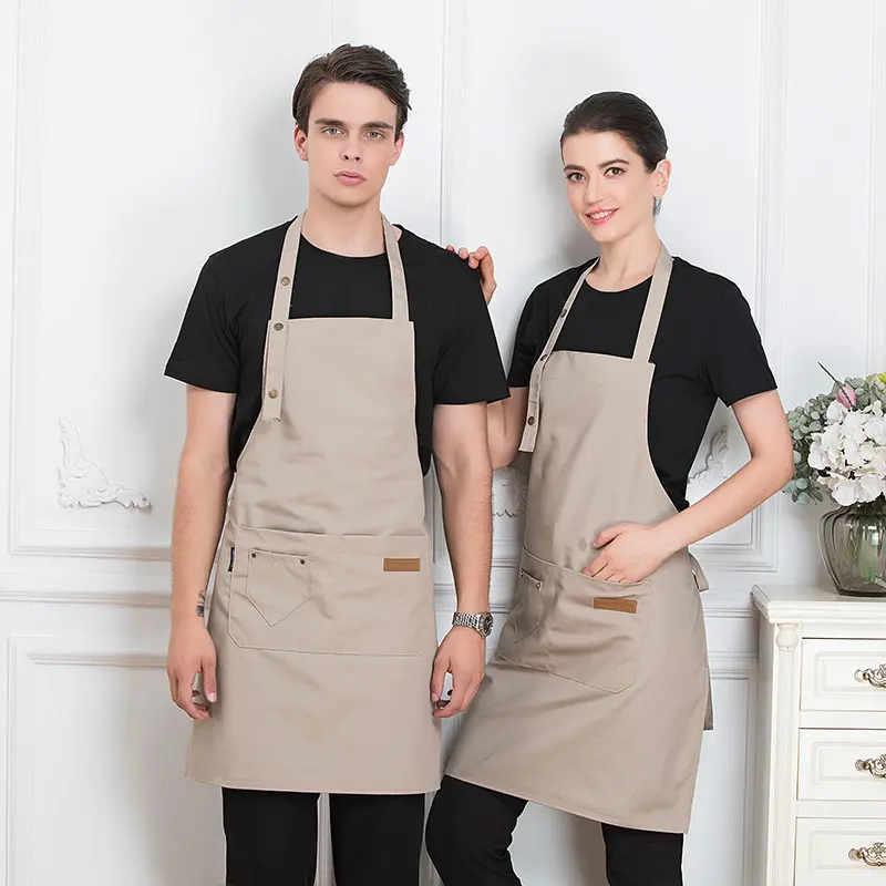 high quality denim linen kitchen garden coffee custom print embroiled nail tech logo barber Cooking chef apron for men women