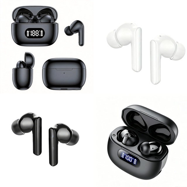 Best Mini Wireless Headphones LED Power Display Digital Case Low Latency Gaming Audio Mode for All Smartphones Sport Gym