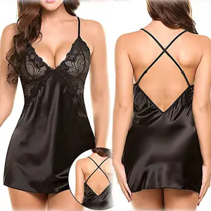 Korset renda Bodysuit sutra Noodlesnightdress suspender banding seks pakaian dalam seksi Cross harness set belakang lingerie seksi